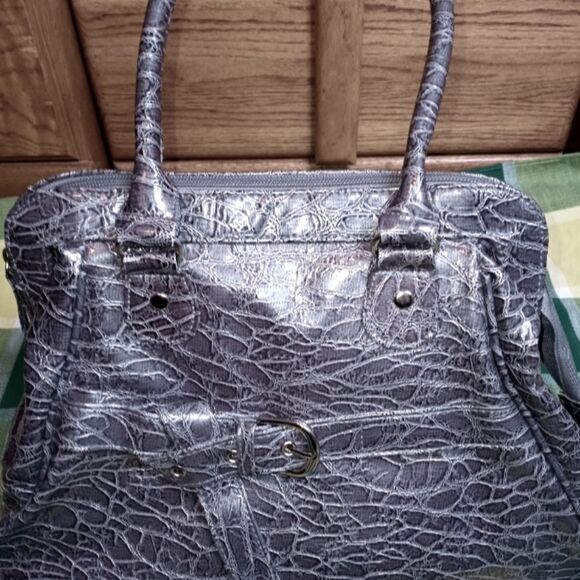 Giannini Genuine Faux Leather Gray Inside Pockets Women's Handbag - Picture 1 of 12